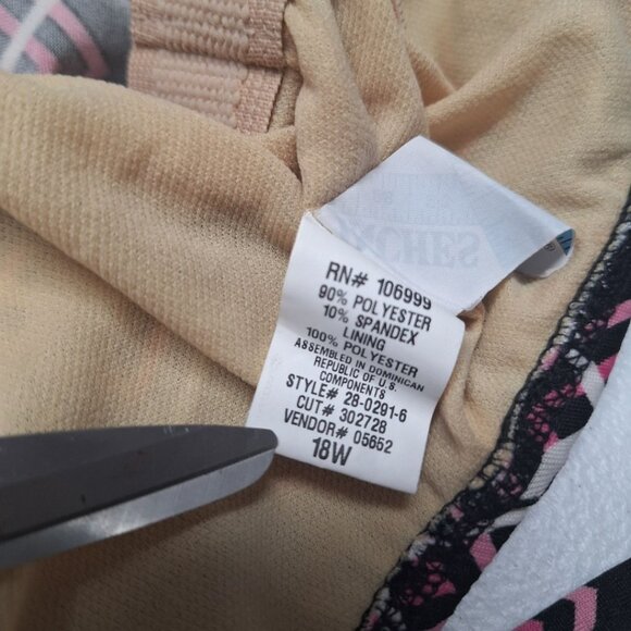 Inches Off Swimsuit atop Tankini Pink Black Rouched Tie Side Womens 18W - Picture 6 of 6